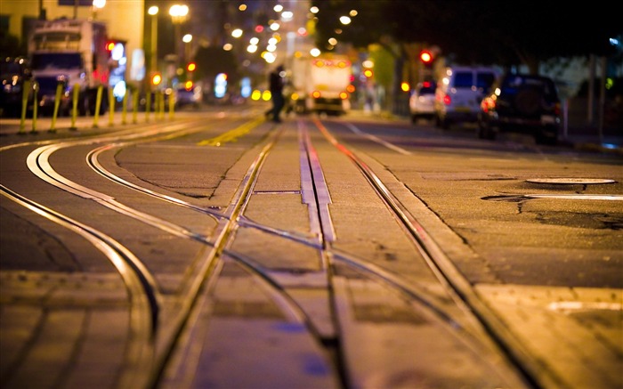 Street Rails da noite-Cidade HD Wallpaper Visualizações:9953