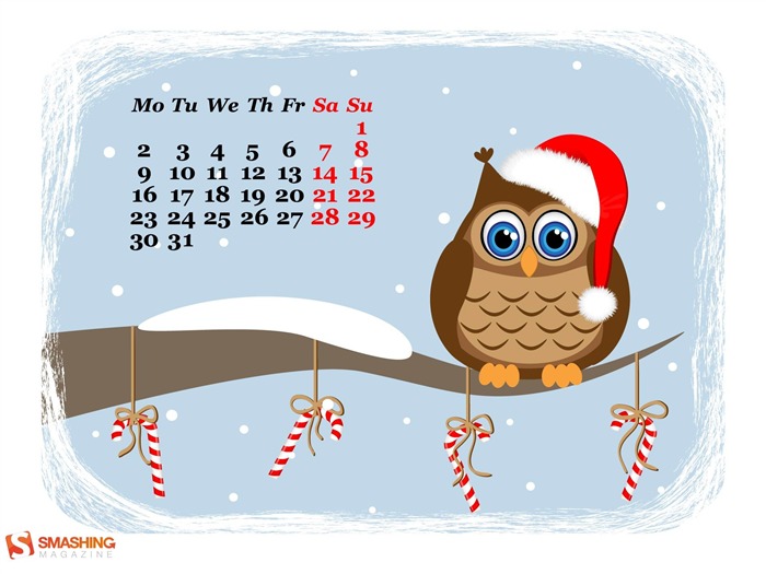 Funny Owl Waiting For Holidays-December 2013 Calendar Wallpaper Views:8827 Date:2013/11/30 6:43:39