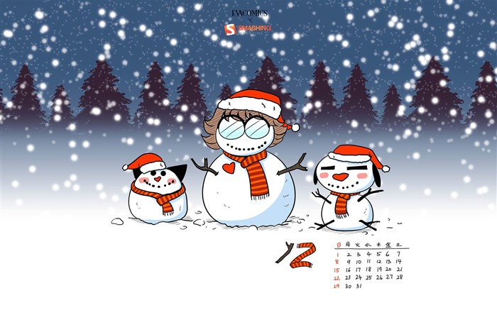 Snowman-December 2013 Calendar Wallpaper Views:6945 Date:2013/11/30 6:29:35