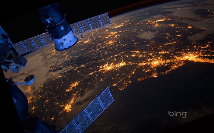 ISS Terre Nuit-Octobre 2013 Bing fond d'écran Vues:39585