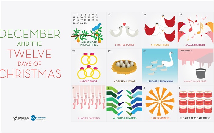 The Twelve Days Of Christmas-December 2013 Calendar Wallpaper Views:9764 Date:2013/11/30 6:47:51