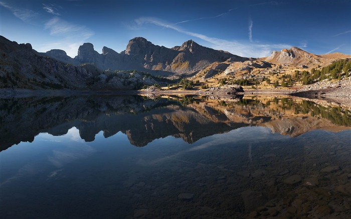 lac de montagne réflexion du ciel-Paysage Fond d'écran Vues:9241