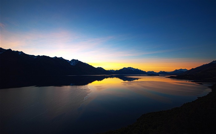 coucher de soleil sur mountain lake-Paysage HD fond d'écran Vues:9211