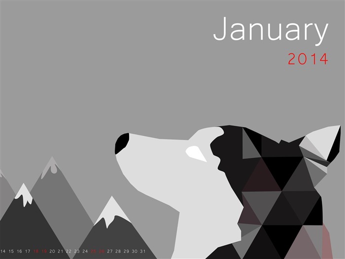 Mois du loup-Janvier 2014 calendrier fond d'écran Vues:6868