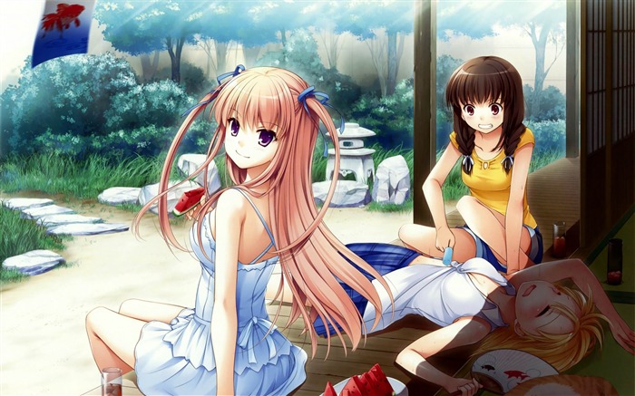 anime girls friends fun-HD Desktop Wallpaper Views:10341 Date:2013/12/12 7:47:47