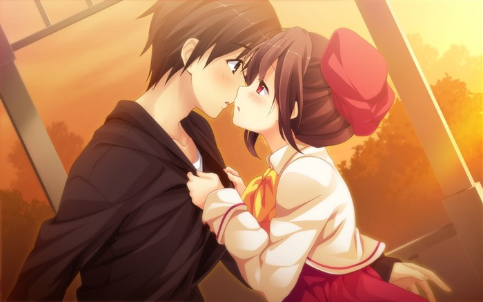 art girl boy couple kiss sunset-HD Desktop Wallpaper Views:11739 Date:2013/12/12 7:48:29