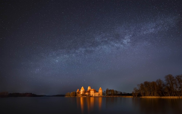 Ilhas do lago Trakai de Lituânia - Cenário Papel de Parede HD Visualizações:8318