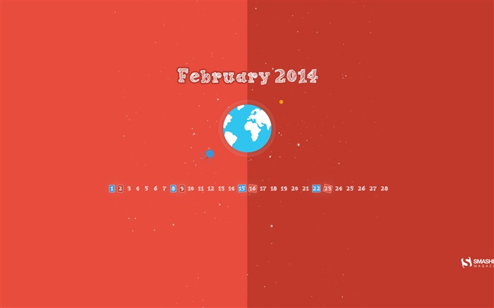 Papel de parede do calendário Funny Space-February 2014 Visualizações:8700