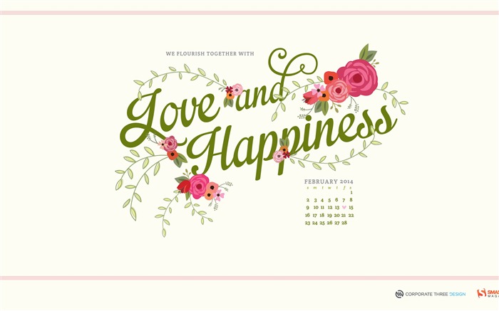 Papel de parede do calendário Love Happiness-February 2014 Visualizações:7622