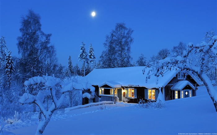 Casa rural de inverno na Suécia - Windows HD Wallpaper Visualizações:19030