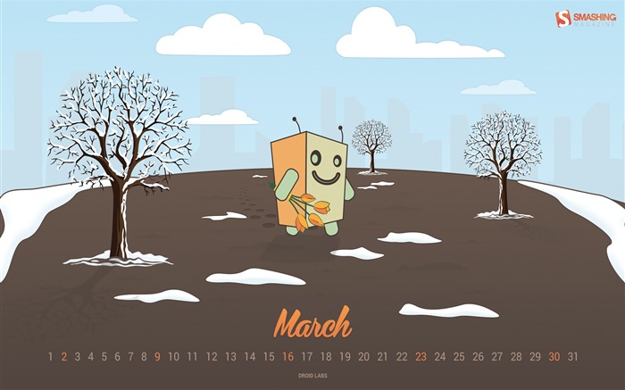 Droid On Walk-March 2014 calendar wallpaper Views:8962 Date:2014/2/28 5:42:54