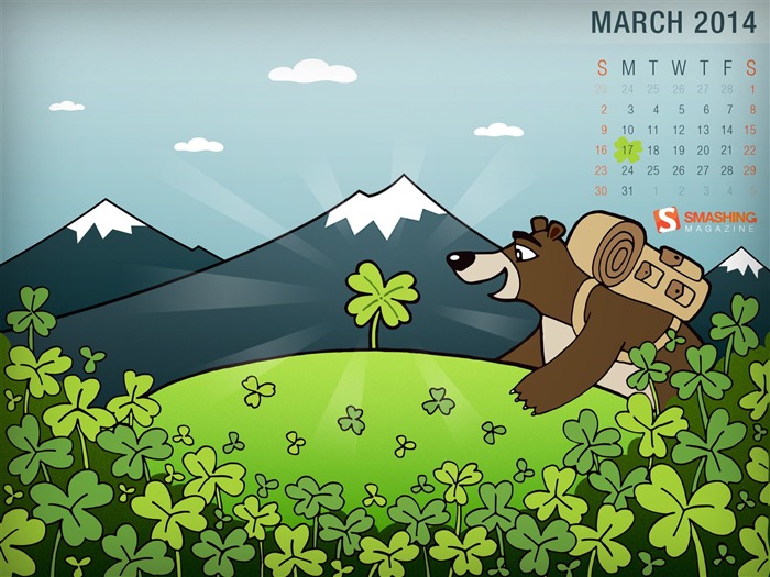 Lucky Bear-March 2014 calendar wallpaper Views:8031 Date:2014/2/28 5:52:12