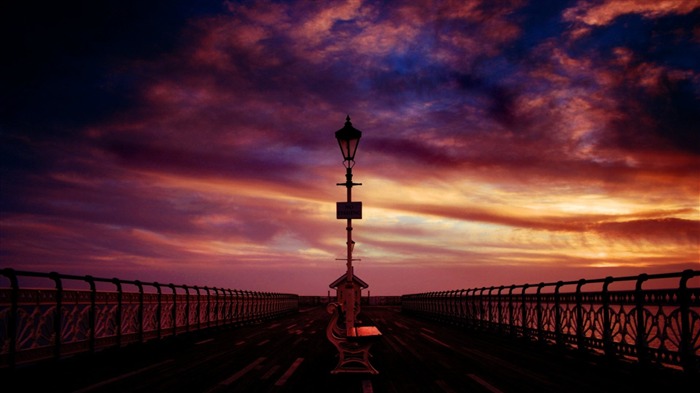 Banco Pier mar à noite-Foto HD Wallpaper Visualizações:9787