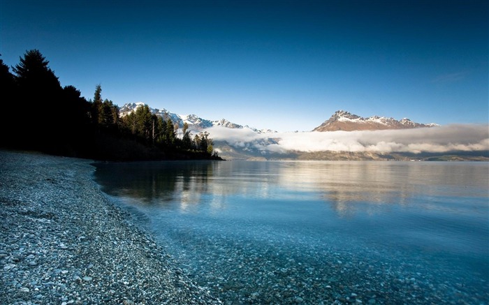 montagnes lac côte eau-Paysage Fond d'écran Vues:9825