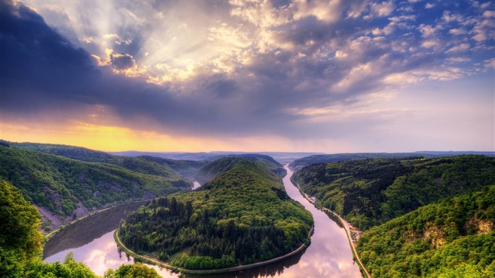 Rio bend rio árvores-Foto HD Wallpaper Visualizações:9861