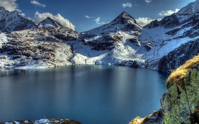 picos do lago da montanha cenário da neve HD Wallpaper Visualizações:9994