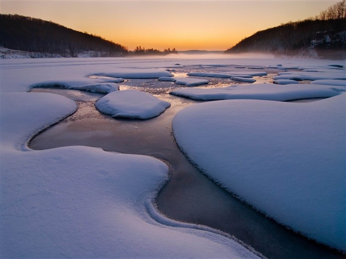 rivière de glace de neige l'hiver-Nature Fond d'écran Vues:9494