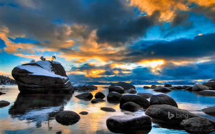 Beach rocks snow-Bing wallpaper Views:10839 Date:2014/4/2 10:24:05