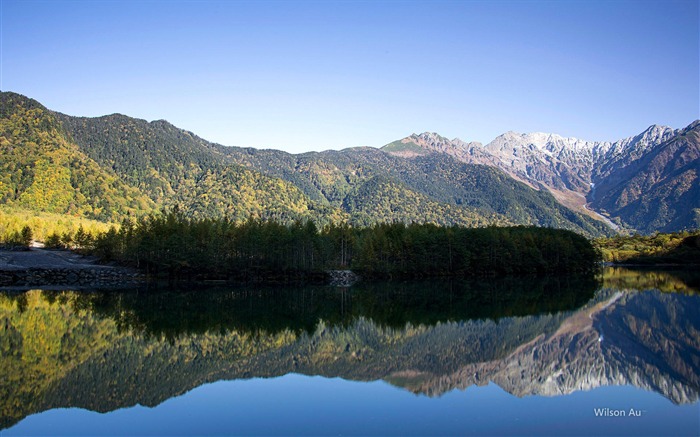 Réflexion de montagne de ciel bleu-Paysage HD fonds d'écran Vues:10283