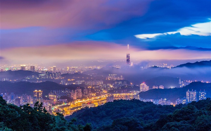 la nuit de Taiwan-Ville Paysage Fond d'écran Vues:16696