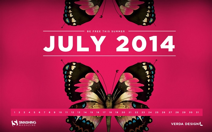 Butterfly-July 2014 calendario hd fondo de pantalla Vistas:7291