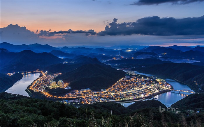 Fondo de pantalla de noche ciudad-Bing tema Vistas:7955