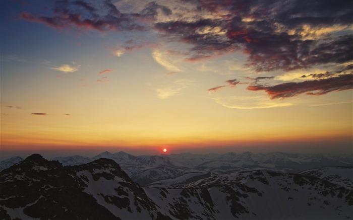 Montanhas Cordilheira, céu, pôr-do-sol, HD wallpaper Visualizações:9679