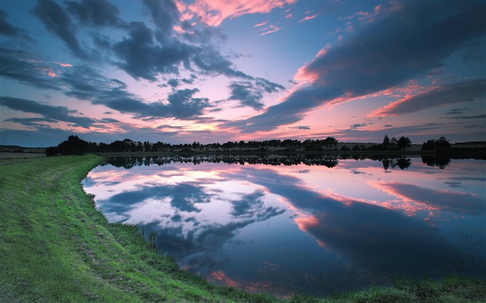 coucher du soleil la nature de la rivière-Photo HD Fond d'écran Vues:8261