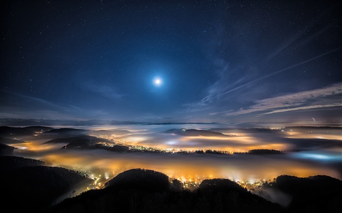 星空夜景明月-Retina风景壁纸 浏览:14375