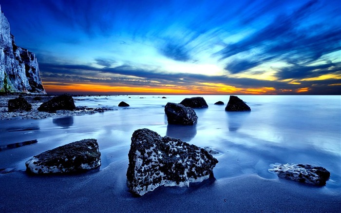 Beach Rocks Sunset-Scenery HD Wallpapers Views:8420 Date:2014/10/27 8:42:17