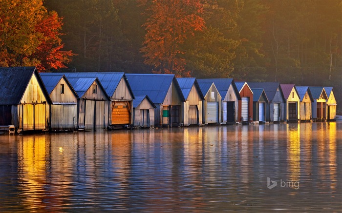 Huts bord du lac-Bing fond d'écran Vues:8914