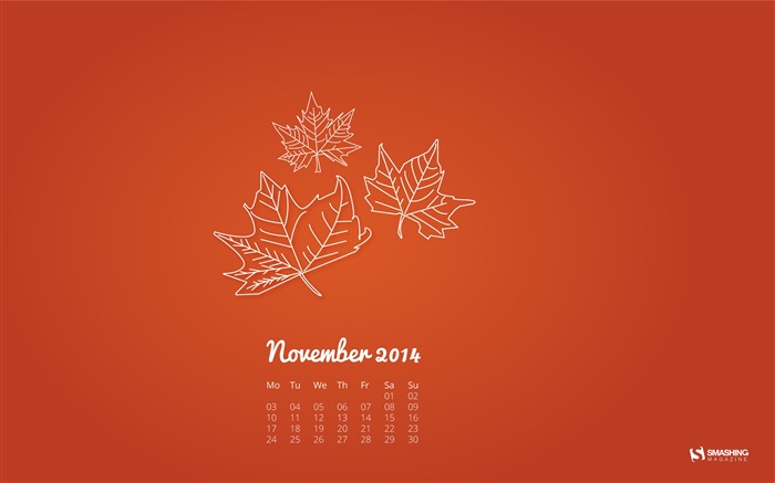 Papel de Parede Calendário De Folhas Simples - Novembro 2014 Visualizações:9229