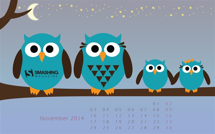 Papel de Parede Calendário da Coruja Familiar - Novembro de 2014 Visualizações:9520