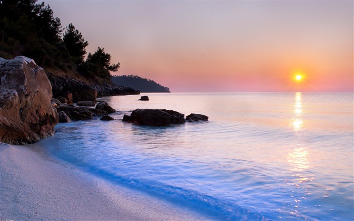 Vagues au coucher du soleil-HD Fonds d'écran Vues:10737