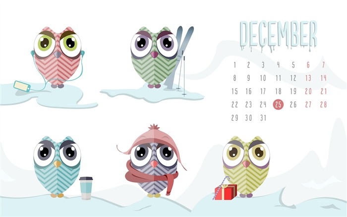 December Owls-December 2014 Calendar Wallpaper Views:8884 Date:2014/11/30 8:13:28