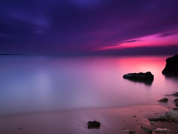 Purple Sunset Beach-HD Desktop Wallpaper Views:15566 Date:2014/11/2 2:28:36