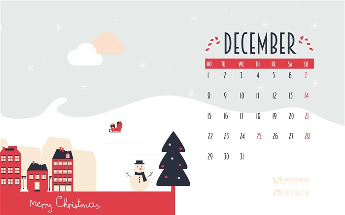 Sleigh Gifts Town-diciembre 2014 Calendar Fondo de pantalla Vistas:8324