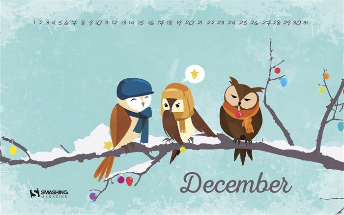 The Three Owls-Diciembre 2014 Calendar Wallpapers Vistas:6346