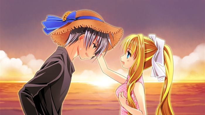 Anime Couple At Sunset - Papel de parede design design Visualizações:11577