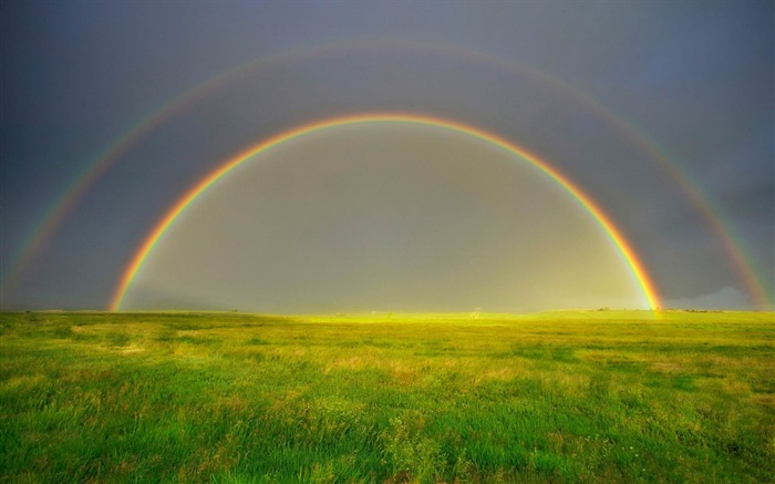 Double Rainbow On Green Field-Nature wallpaper Views:14215 Date:2014/12/12 23:19:41