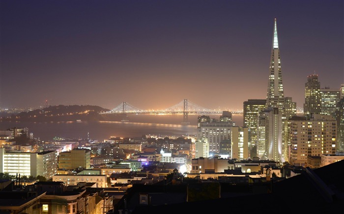 puente de la bahía en la noche-fondo de pantalla de las ciudades Vistas:8368