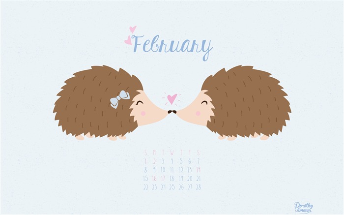 Papel de Parede Calendário de Hedgehog Love-February 2015 Visualizações:8277