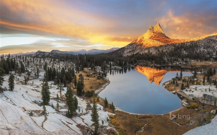 Snow Lake coucher de soleil-Bing fond d'écran Vues:9344