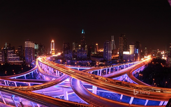 Noche de la ciudad bajo el fondo de pantalla de luces Bing 2015 Vistas:9913