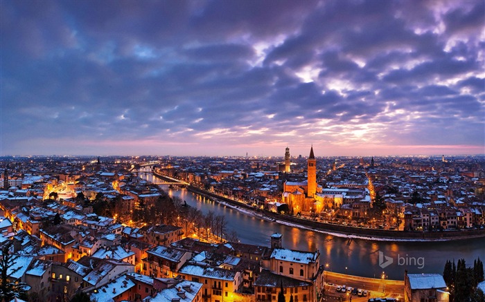 Fondo de pantalla de tema de Bing de la ciudad de Europa de la noche de invierno europeo Vistas:19898