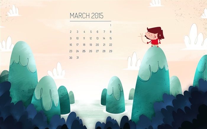 March 2015 Calendar Wide Themes Wallpaper Views:24293