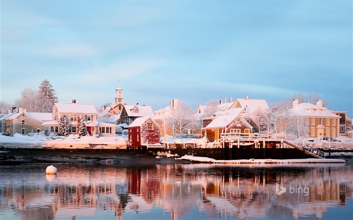 Fondo de pantalla de nieve río ciudad-2015 Bing tema Vistas:7870