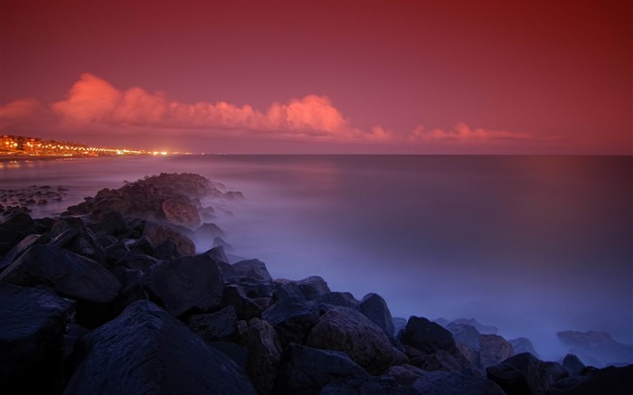 ostia beach evening-Landscapes fondo de pantalla HD Vistas:8583