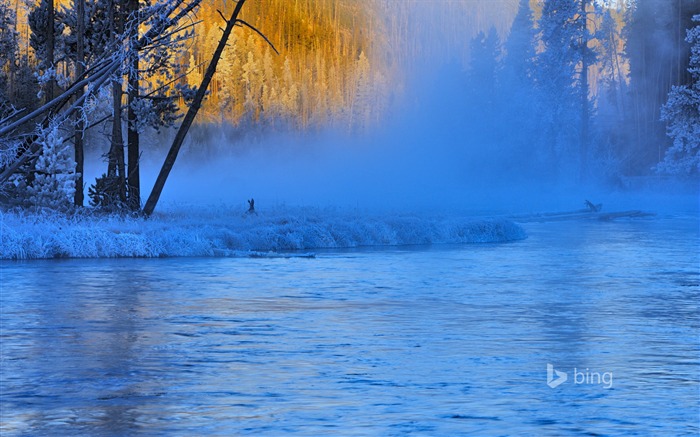 Winter flowing river-2015 Bing theme wallpaper Visualizações:8626