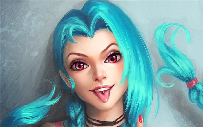 jinx league of legends art girl-Art fondo de pantalla HD Vistas:13813